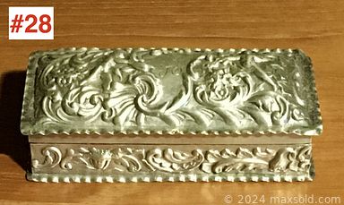 MaxSold Auction: This online auction features art glass, perfume bottles, Wallace sterling silver, vintage Modernist sterling bracelets, pewter wine goblets, art pottery, ginger jars, carved wood mask, Burmese bronze bells, art pottery, antique Persian carpet, antique mantel clock, cranberry glass, Hummels, auction catalogues, Hepplewhite server, and much more!