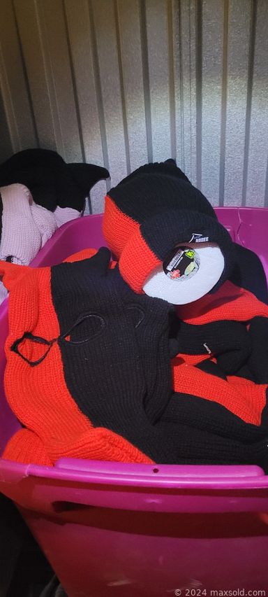 MaxSold Auction: This online auction features collection of apparels, ski masks, plastic shelves and much more.