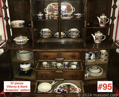 MaxSold Auction: This online auction features Birks sterling items, antique cutlery rests, Wedgwood \'Jasperware\' items, antique \'EAPG\' pickle cruet, candlesticks, Paragon - Royal Winton chintz - Aynsley teacups & saucers, MCM pitcher, stainless flatware, Silsal carved art pottery, antique Dutch clock, antique binoculars, vintage camera, brass bookends, souvenir totems,  Germany - concertina accordion, vintage glassware, vintage costume jewelry,  Villeroy & Boch dinner set, Italian pottery, antique carnival glass, antique bible, silver plated items and much more.