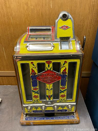 MaxSold Auction: This online auction features orthophonic player, area rug, vintage cabinet record player, coins, vintage reproduction cast iron banks, vintage bottles, art glass, depression glass, vintage tins, antique mantle clocks, antique chest of drawers, chair lift, vintage wind turbines, power & hand tools, antique pinball machines, antique slot machines, watches, and much, much, more!!!