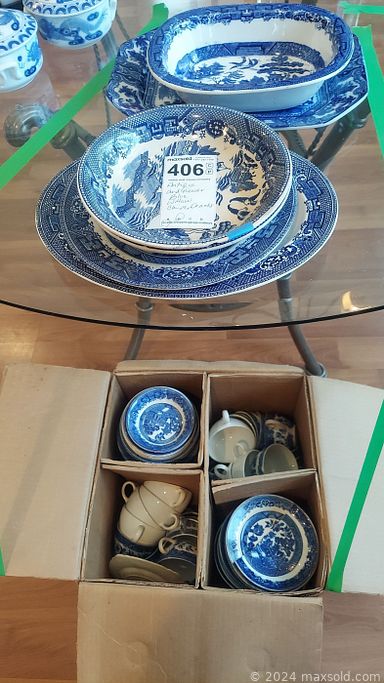 MaxSold Auction: This online auction includes furniture such as a secretary, media stand, bookshelf, desk, curio stand, settee, dining table, Link Taylor highboy and others, pottery, antique and newer Blue willow plates, kitchenware, small kitchen appliances, pet doors, linens, puzzles, books, cast iron, clothing, accessories, electronics, lamps, toys, decor, Turkish wall mirror and other mirrors, cleaning supplies, Canon camera, wall art, Bounty ship model and much more!