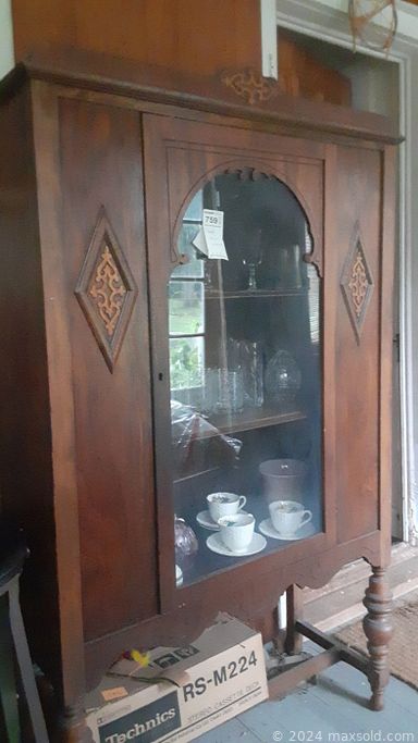 MaxSold Auction: This online auction features furniture such as a vintage dresser, Thomasville cabinets, Midcentury cabinets, wood inlay dining table, bedframe, patio table, stool with mirror and others, china, small appliances, books, kitchenware, Spode, Nippon, sterling silver, jewelry, signed art, brass figures, vintage scale, wall art, metalware, lamps, Limoges, books, Nikon camera, Charbroil grill, linens and much more!