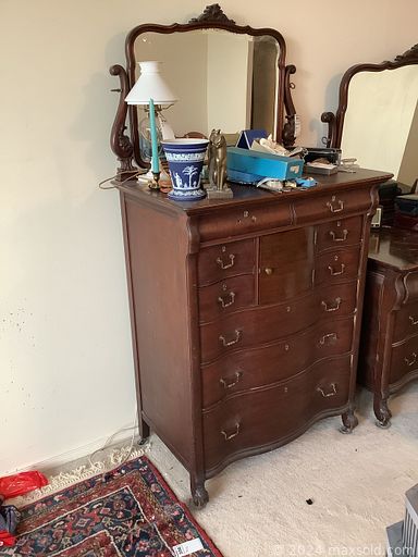 MaxSold Auction: This online auction features area rugs, vintage safe, settee, church pew, antique chairs, decanters, antique oil lamp,  antique china cabinet, art glass, costume jewelry, Limoges, Hummels, collector spoons, Belleek, Moorcroft, teacup/saucer sets, small kitchen appliances, humidifier, barrister bookcase, quilts, antique writing box, papyrus art, vintage watches, vintage ladies hats, and more!