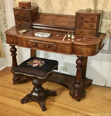 MaxSold Auction: This online auction features antique & vintage books, RCAF flight log books, antique prints, antique newspapers, vintage maps, partners desk, antique oak ink stand, stamps, vintage glass table lamp, office supplies, chaise lounge, antique butler’s desk, atlas’, art books, men’s clothing, reference books, silk tablecloths, porcelain plate, cast iron doorstop, antique vanity, carved cameos, antique music box, silk scarves, vintage children’s books, bar fridge, TVs, fireplace mantle, plant pots, and much, much, more!!!