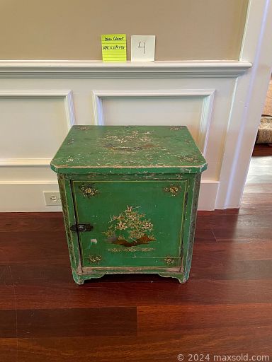 MaxSold Auction: This auction features cabinet, antique side table, corner hutch, dining table, book case, mirror, Bombe chest, bed frame, assorted glass ware, Singer sewing machine, sterling silver, Kirt Stieff Pewter Cup, Dansk Designs items, wood carved items, other decorative plates and items, Seiko desk clock, copper items and much more.