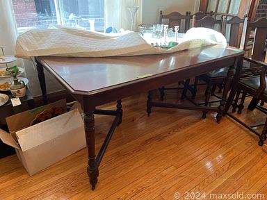 MaxSold Auction: This online auction includes furniture such as a coffee table, outdoor chairs, pine cabinet, dresser, hall table, sofa, antique chair, desk, dining table, bookcases, shelving units, antique sideboard and others, kitchenware, small kitchen appliances, crystalware, Wedgwood, Royal Doulton, Limoges and other china, Wallace sterling cutlery, Belleek and other decor, pottery, craft supplies, home health aids, electronics, wall art, jewelry, yard tools, hand tools and hardware, ladder, piano and many more!