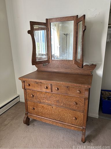 MaxSold Auction: This online auction includes furniture such as storage shelves, rattan headboard, side table, telephone table, rustic hickory rocking chair, MCM stacked wood table, footstool, stereo cabinet, oak dresser, vintage tuxedo sofa and others, Trek Lexa road bike, lamps, vinyl records, Bose speakers, snowshoes, garden tools, Sony Blu-Ray player and other electronics, jewelry, wooden crocodile, metal sculptures, Hanukkah items, seasonal decor, pottery, Canon EOS Rebel camera and much more!