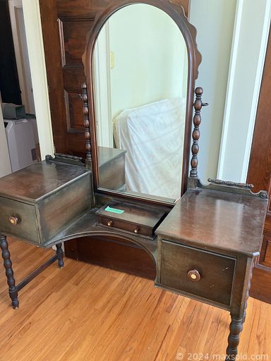 MaxSold Auction: This online auction includes furniture such as an antique secretary, side tables, rocker, vanity chairs, drafting table, antique washstand, couch and others, power tools, hand tools, hardware, kitchenware, small kitchen appliances, books, vinyl records, seasonal decor, lamps, wooden clock, vintage stuffed animals, bells, organ, miniature wood stove, photography items, GE washing machine, yard tools, wall art, massage cushion, cleaning tools, Royal Worcester, Goebel and other figures, pottery, wicker items, clothing, accessories and many more! n