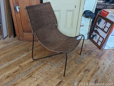 MaxSold Auction: This online auction features end tables, steel wire footstool, curio display shelves, pottery & walnut table lamp, hall china pink teapot, corning ware, Lenox porcelain bowl, portable typewriter, mechanical juicer, vintage Columbia bicycle and much more!