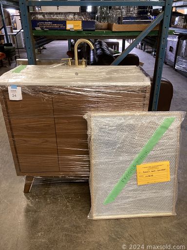 MaxSold Auction: This online auction features Foam Connecting Mats, Garage Rack, Peg Board (Metal) and Mini Bins, Monitor Wall Mount, Bathroom Vanity and Mirror, Rolling Rack with Cubbies, Leather Well Worn Couch and much more!