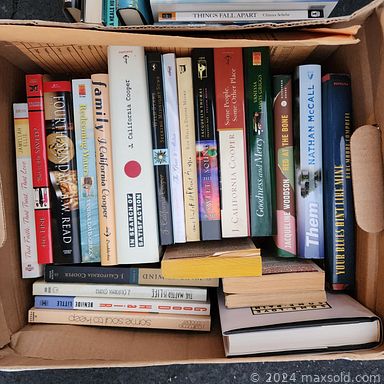 MaxSold Auction: This online auction features small kitchen appliances, cookbooks, office supplies, digital cameras, Temp-tations dishes, art pottery, wall masks, Frank Frazier artwork, novelty teapots, riding boots, women’s clothing, wooden statues, and much, much, more!!!