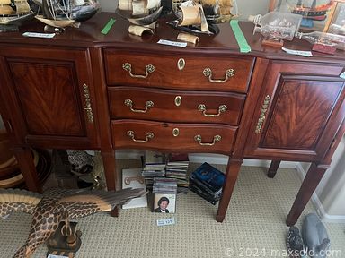 MaxSold Auction: This online auction includes furniture such as a Deilcraft china cabinet, La-Z-Boy loveseat, tables, dressers, hope chest, shelf units, buffet, leather couch, hexagon side table, folding chairs, patio set, lounge chairs and others, golf clubs, croquet set, hand tools, power tools, hardware, ladders, sewing supplies, mobility aids, Igloo freezer, kitchenware, small kitchen appliances, Royal Vienna and other china, yard supplies, garden decor, office supplies, clothing, lamps, cleaning supplies, decor, ship models, toys, linens, seasonal decor, wall art, Weslo Pro exercise bike, tapestry, rugs and many more! 