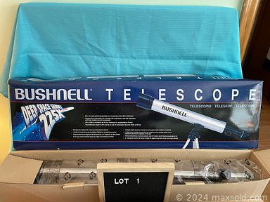 MaxSold Auction: This online auction features telescope, framed prints, vintage bowling shoes, vintage suitcases, board games, Mexican marble ashtrays, coins, jewelry, TV, DVDs and much more!