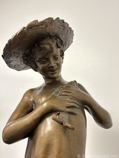 MaxSold Auction: This online auction features bronze statues, vintage microscope, stained glass panel, Jessie Willcox Smith art, \"Marx\" playset, stylized bongo drums, art pottery, Hoselton sculpture, Roseville pottery, Lladro sculpture, Lily table lamp, Vaseline glass, cloisonne vases, art books, and more!