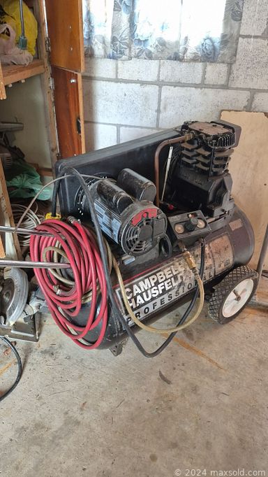 MaxSold Auction: This online auction features marble top tables, antique statement lamps, sewing machine, blue/white Myott plates, Capodimonte espresso set, small kitchen appliances, desk & chair, TV, vintage steamer trunk, ladders, garden tools, rolling tool cabinet, power & hand tools, air compressor, hoist, Italian comics, vinyl records, table lighter, and more!