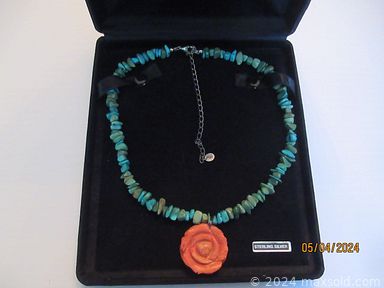 MaxSold Auction: This online auction includes vintage Navajo jewelry, rhodochrosite pendants, sterling silver necklaces, signed brooches, MMA brooches, sterling silver rings, watches, artisan earrings and more!