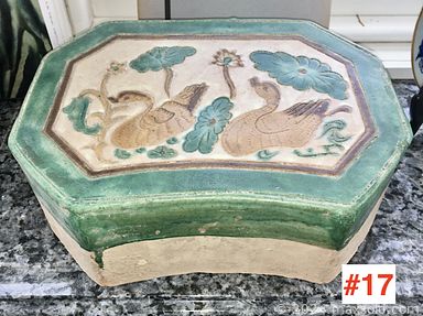 MaxSold Auction: This online auction features Asian pottery lamps, Chinese export porcelain, Japanese pottery vase, Chinese mortuary pillows, soapstone carvings, porcelain tea jar, reference books, porcelain inkwell, coffee table books, wrought iron console table, Robert Held art glass, ruby glass, teacup/saucer sets, Richard Gionori porcelain, Majolica plates, Transferware, antique Flow Blue platter, Hutschenreuther porcelain, Evesham, and much, much, more!!!n