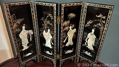 MaxSold Auction: This online auction features furniture such as wood filing cabinet, dresser, Mahogany Vitrine, parkour chair, upholstered couch, wing back chairs. Trestle table and server table. Also includes full size bed, blanker holder, cherry chair, shelving unit bookcase, curio cabinet, snack tables, ladder back chairs and glass table. Includes Black & Decker saw horses, pottery vases, DVD collection, book collection, glass vase trumpet and much more!