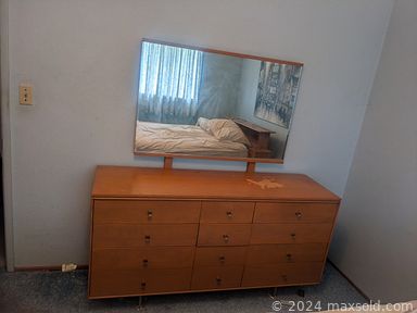 MaxSold Auction: This online auction includes furniture such as a vintage upholstered chair, Mid Century dresser, folding table, bed frames, chairs, wood desk and others, sewing supplies, sewing patterns, wall art, Mid Century decanter, decor, clothing, accessories, shoes, linens and more!