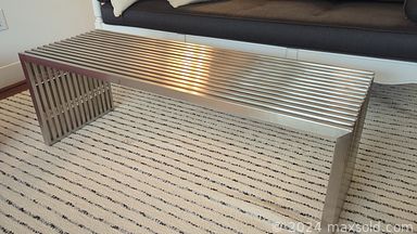 MaxSold Auction: This online auction features painted mask, metal sculptures, wooden chest, area rug, custom couch, art pottery, tulip dining table, office supplies, TV, BBQ grill, games, fitness gear, cameras, golf clubs, small kitchen appliances, and much, much, more!!!