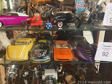 MaxSold Auction: This online auction includes Baldwin organ, Native American artwork, collectible cars and motorcycles, furniture such as side tables, rocker recliners, coffee table, wooden table with chairs, couches, bookshelves and entertainment cabinet, books, clothing, kitchenware, DVDs, office supplies, Raleigh bicycles, holiday decor, crafting supplies, and much more!