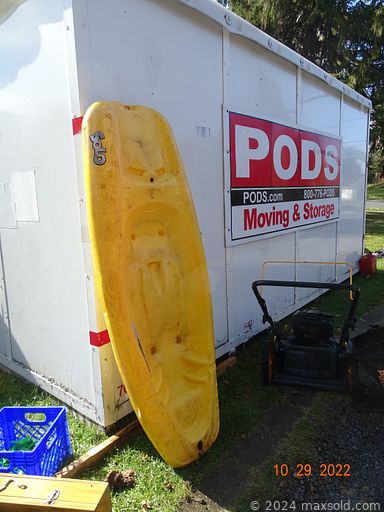 MaxSold Auction: This online auction features contents of POD storage container including tool chests, power & hand tools, kayak, camping & fishing gear,  lawnmower, hardware, solar light with solar panel, pergola with walls,  BBQ, bikes, yard tools, Royal Doultons, snuff bottle, Chinese ginger jar, Tenga clowns, carnival glass, Fenton candlesticks, silverplate servers, teacups and much more!