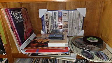 MaxSold Auction: This online auction includes bookcases, tables, shelf units, cabinets, chair bed, wingback chairs, credenza, dresser and others, clothing, accessories, cowboy memorabilia, Staffordshire and other china, vintage dishware, Depression glass, kitchenware, small kitchen appliances, vinyl records, toys, books, light fixtures, DVDs, mirror, yard tools, camping gar, car care items, Franklin Mint records and many more!