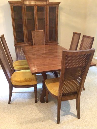 MaxSold Auction: This online auction includes furniture such as  walnut hutch, brass bedframe, nightstand, cabinets, dining table set, Broyhill hide-a-bed, Drexel upholstered chair and others, metal wall art, stemware, frog decor, crystalware, Royal Stafford, Rosenthal, Flintridge and other china, pottery, kitchenware, small kitchen appliances, baskets, camping supplies, cleaning tools, Craftsman rototiller, linens, Smith Corona typewriter, electronics, vinyl records, seasonal decor and more!