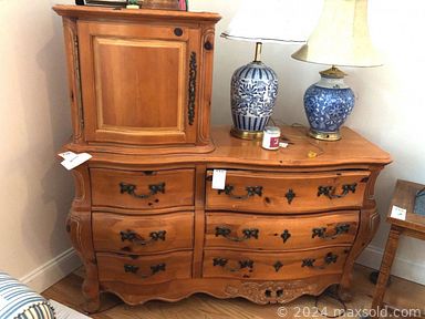 MaxSold Auction: This online auction includes furniture such as a teak dining table, dressers, Klaussner Home Furnishings sofa, butcher block table, Adirondack chairs, occasional chair, painted Bombay cabinet, bar stools, queen bedframe, side tables and others, lamps, rugs, Husqvarna, Bernina and other sewing machines, fabrics, quilting supplies, arts and craft supplies, office supplies, electronics, linens, jewelry, accessories, books, artworks, wheelchair, kitchenware, small kitchen appliances, Noritake and other china, cleaning supplies, figurines, Tyco model trains, tools, hardware and many more!