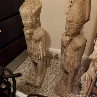 MaxSold Auction: This online auction features items like a highchair, steamer, framed art, women\'s gowns, luggage, bedroom furniture, dresser, rug, Egyptian art, posters, electronics, games, stone figures, tools, kitchenware, glassware, bench, coat rack, wood barstools, tea sets, recliner and much more!