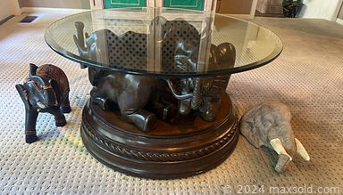 MaxSold Auction: This online auction includes furniture such as an elephant coffee table, couch, chairs, dining table sets, tables, armoire, bed frame and others, wall art, electronics, decor, light fixtures, linens, small kitchen appliances, kitchenware, cleaning supplies, outdoor tools and more!