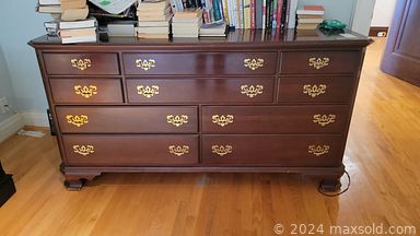 MaxSold Auction: This online auction features an Ethan Allen dresser, cabinet, side tables, patio chairs, flatware, Wedgewood teacups, coffee set, Hockey card, humidifier, fireplace tools, globe, BBQ grill and much more!