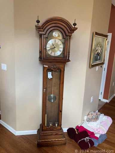 MaxSold Auction: This online auction features furniture such as a storage cabinet, tiered wood table, china hutch, side tables, sofa, chairs, Bradington leatherette sofa and more, lamps, kitchenware, media, decor, Lenox dinnerware, Barwick grandfather clock, seasonal decor, wall art, Goebel figures and much more!