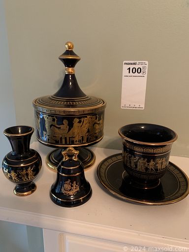 MaxSold Auction: This online auction includes furniture such as a dining table set, glider chair, brass bed, Haddon Hall midcentury cabinet, dresser cabinet, outdoor bench, curio, vintage cane chair, Hardy & Sons piano, sideboard and others, Royal Worcester and other china, glassware, Goebel figures, pottery, seasonal decor, Norman Rockwell decorative plate, lamps, brassware, wall art, mini wheelbarrow, extension ladder, Kenmore fridge, small kitchen appliances, home health aids, Alpaca wall hanging, El Prado guitar and more!