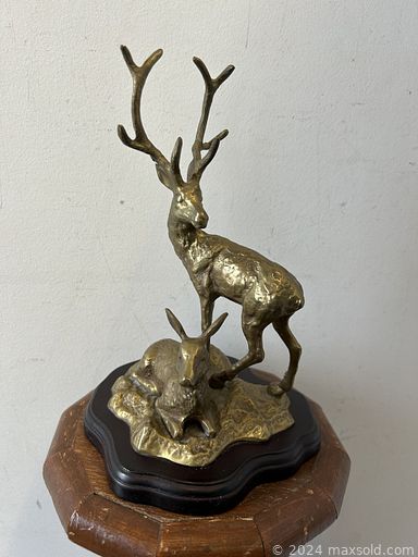 MaxSold Auction: This online auction features oil paintings, brass sculpture, art glass, Fat Lava vases, art posters, vintage stuffy, Bunnykins, vintage cobalt ashtray, MCM uplight lamp, figural glass magnifier, wooden sculptures, vintage collector tankard, vintage shell lamp, vintage Aztec mask, and much, much, more!!!