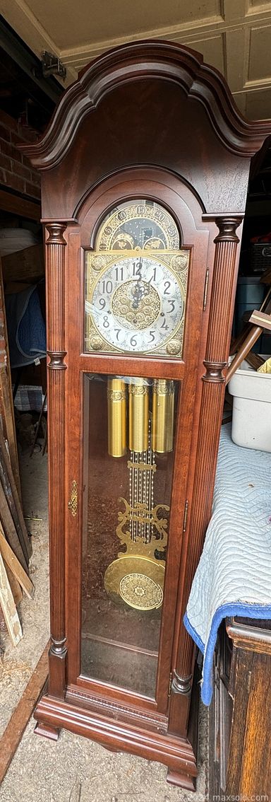 MaxSold Auction: This online auction includes a multi-drawer cabinet, Midcentury bedframe, pine chairs and other furniture, Hermle grandfather clock, jewelry, accessories, Shirriff sports coins, wall art, china, Kodak cameras, vintage wall hanging, crockery, vintage Barbies, books, automobile items, antique sled, hubcaps, boy scout gear, silverplate, tools, hardware, woodworking books, ephemera, electric space heater, small kitchen appliances, clawfoot tub and more!