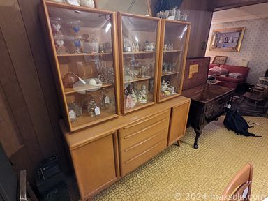 MaxSold Auction: This online auction features maple dresser, coffee table, Knotty Pine child's desk and chair set, leather settee, porcelain teapots, corning ware, Royal Doulton gold lace pattern, Belleek porcelain table lamps, Victorian-style pottery wash pitcher & bowl, electric faux "Burning" Fireplace Logs and much more!