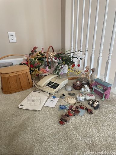 MaxSold Auction: This online auction includes furniture such as bookcases, vintage bistro table, chairs, wicker sofa, vintage accent tables, armchairs, console table, nesting tables, cabinet, wingback chair and others, rugs, office supplies, books, kitchenware, small kitchen appliances, Ludwig kid-sized drum set, electronics, Sentry safe, clothing, accessories, linens, seasonal decor, cleaning supplies, sewing supplies and much more!