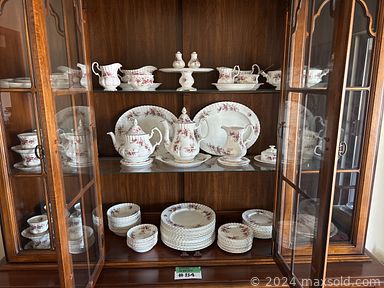 MaxSold Auction: This online auction features solid wood furniture, grandfather clock, rattan bar stools, bar accessories, vintage Pyex, vintage bottles, Royal Albert Lavender Rose china, small kitchen appliances, miniature figurines, decanters, vintage bar cart, teacup/saucer sets, garden art, NIB silver plated serving pieces, wine making supplies and much more!