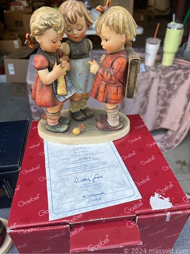 MaxSold Auction: This online auction features antique melodeon, vintage electrical components, glass bottles, Michael A. Ricker sculptures, metal sculptures, collector plates, stamps, Hummel collection, vinyl records, Port Meirion dishes, vinyl records, sewing machine, small kitchen appliances, exercise equipment, pool table, golf clubs, Tiki mask sculpture, and much, much, more!!!