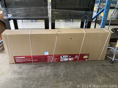MaxSold Auction: This online auction features Foam Connecting Mats, Garage Rack, Peg Board (Metal) and Mini Bins, Monitor Wall Mount, Bathroom Vanity and Mirror, Rolling Rack with Cubbies, Leather Well Worn Couch and much more!