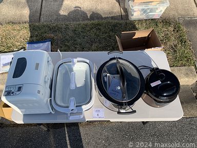 MaxSold Auction: This online auction features furniture such as a roll armchair, office chairs, dining table, vintage headboard, pool table and others, doll collection, small kitchen appliances, electronics, seasonal decor, wicker hampers, luggage, carts, bike accessories, dog supplies, books, kitchenware, Temptations bakeware, jewelry, Pfaltzgraff, coffee service, seasonal decor, pedestal sink, vintage items and much more!