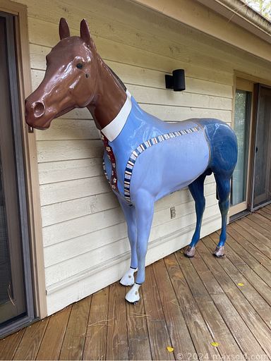 MaxSold Auction: This online auction features signed Queen headboard, bedding, Oil on canvas, abstract original art, prints, nightstand, chest, ottoman, bakeware, framed art, tables, lamps, decor,   large horse sculpture, fireplace tools, electronics, barometer, art glass items, barware, cookware, Pfaltzgraff dinner set, wine cooler, bar refrigerator, silver plate serving items, 	sterling silver creamer & sugar, kitchen appliances, kitchen items, armchair, garden tools, cleaning supplies, cutlery, clarinet, glassware, hedge trimmer, antique cash register, sentry safe and much much more.