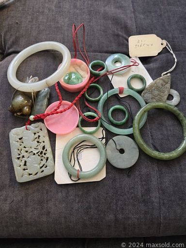 MaxSold Auction: This online auction features vintage jade jewelry, Art Deco lamp, TVs, soapstone carving, bronze statue, art glass, uranium glass, crystal decanter, original artwork, Malachite, antique Chinese pillow, Auguste Moreau lamp, tea sets, Imari biscuit barrel, Satsuma jar, Moorcroft, collector plates, ginger jars, Cizhou vases, Cranberry glass, binoculars,  vintage cameras, coins, vinyl records, DVDs, Cloisonne vases, Toby mug, pig collection, Fenton glass, perfume bottle, snuff bottle, and much, much, more!!!