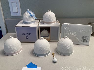 MaxSold Auction: This online auction features Lladro bells, standing jewelry box, trundle bed, sewing machine, TVs, pottery, jewelry, art glass, small kitchen appliances, ladies clothing & shoes, garden pots, heater, golf clubs, vintage couch, exercise equipment, printer, office supplies, craft supplies, desktop computer and much more!