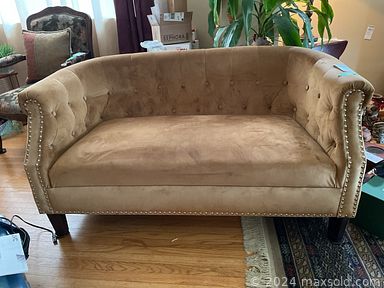 MaxSold Auction: This online auction includes Patio Chairs And Loungers, Wood Box, Loveseat, Side Table, Couch And Throw Pillows, Coffee Table, Silver Plate Flatware, Trinket Dishes, Figurines, Garden Decor, Singer Sewing Machine And Cabinet. Lamp, Marantz Audio Player, Wheelbarrow and much more!!