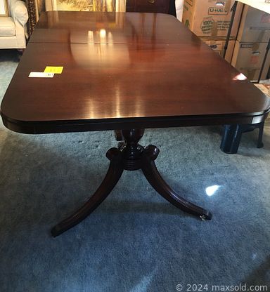 MaxSold Auction: This online auction features gold and silver jewelry, framed wall art, sterling silver, fine china, furniture such as Ethan Allen dry sink, armchairs, Drexel buffet, and mahogany dining table, lamps, glassware and much more!