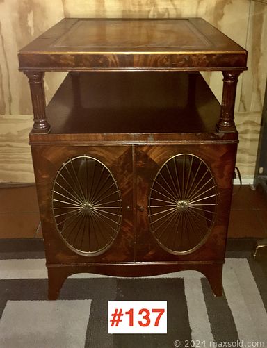 MaxSold Auction: This online auction includes furniture such as a mahogany side table, china cabinet, French Louis XV coffee table, Lane chest, Sklar Peppler console table, dining room table and others, Wedgwood dinner service, flatware, porcelain figures, vintage makeup bags, Art Deco porcelain, Royal Doulton figurines, art glass, Aynsley and other china, crystalware, wall art, vinyl records, assorted games, vintage Tonka truck, brassware, crocks, diecast models, silverplate, Pyrex, antique sewing cabinet, antique Singer sewing machine, oak wall telephone and much more!