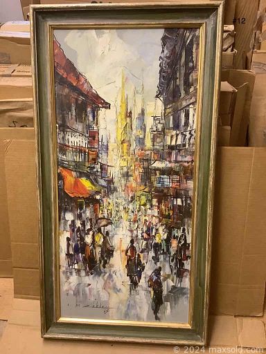 MaxSold Auction: This online auction features art such as Mid-Century modern oil on canvas, botanical prints, reverse painting on glass, framed photography, advertising prints, vintage Japanese scroll, hand-painted tapestry, posters and much more!