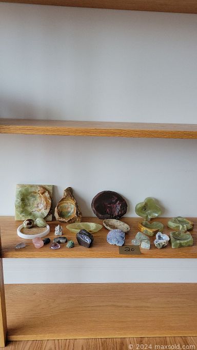 MaxSold Auction: This online auction includes furniture such as patio chairs, vintage loveseat, dresser, Governor secretary desk, plastic shelves, drop leaf table, ottoman, marble vanity and others, Hamedan oriental rug, cast iron, wood, stone figurines and other decor, vintage mirror, wall art, art supplies, Syracuse, Noritake and other china, wheelbarrow, ladders, skis, Cricut Joy and much more!